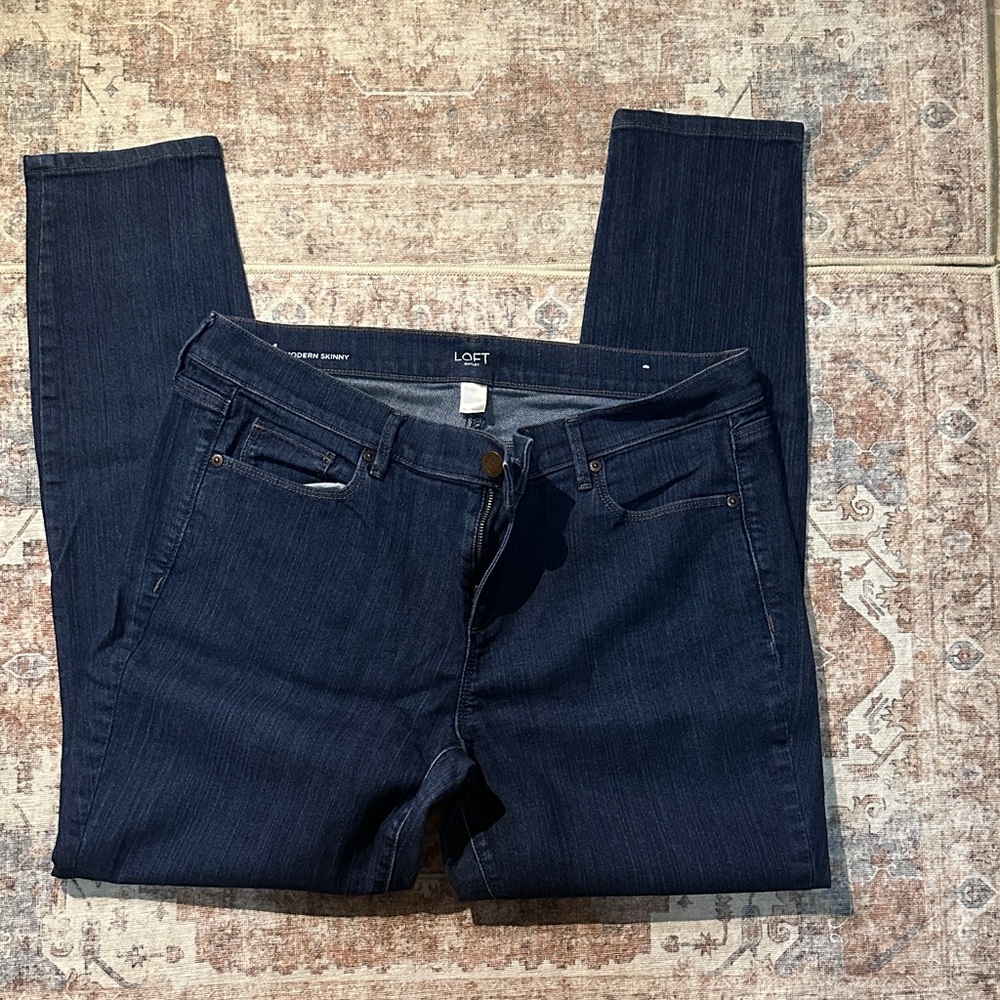 LOFT Women's Deep Indigo Skinny Jeans